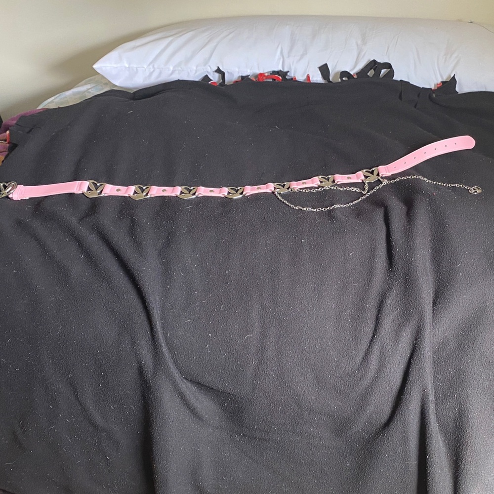 PLAYBOY Pink Leather Women's Belt with Silver Accents